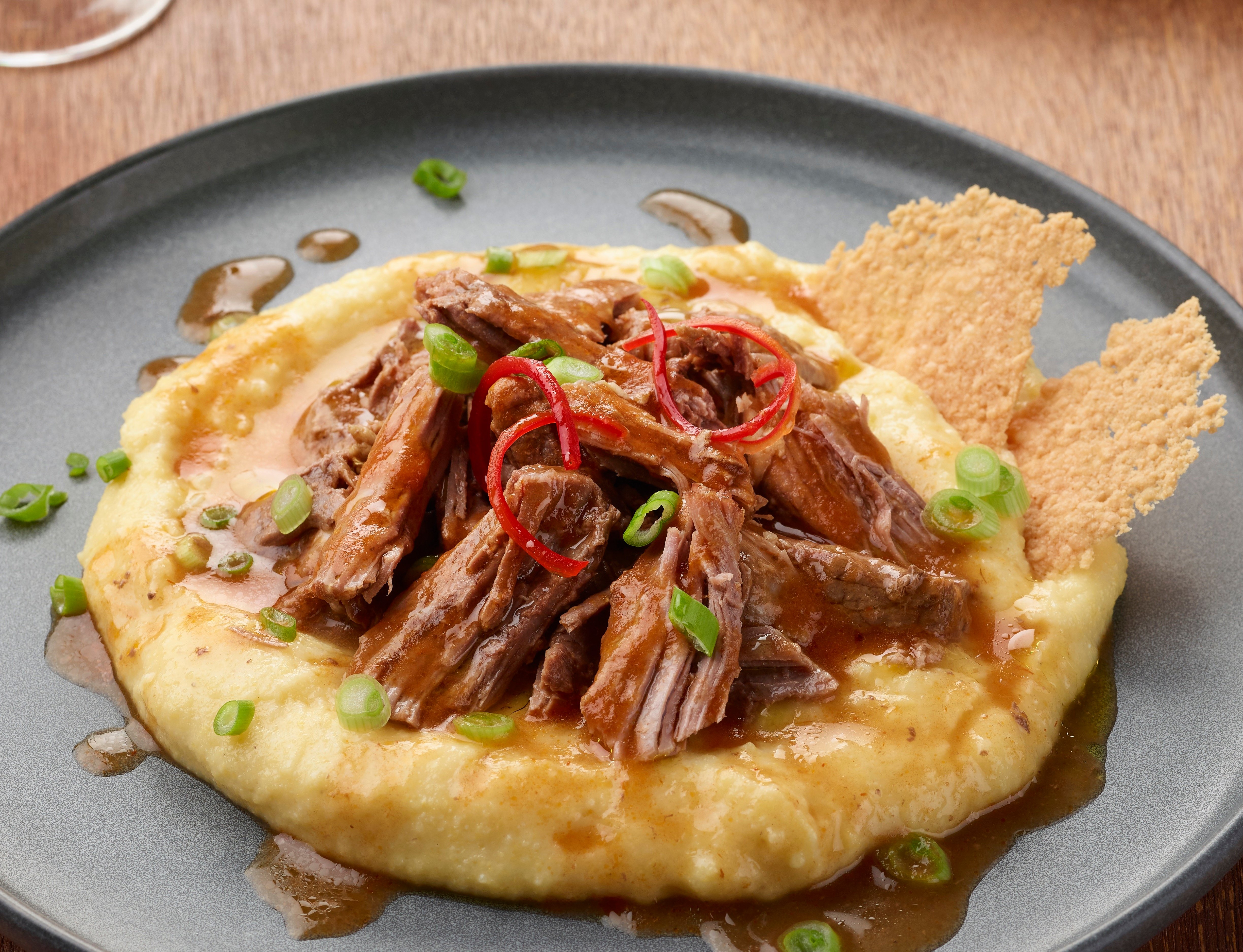 EASY INSTANT POT PARMESAN BRAISED AUSTRALIAN BONELESS LAMB LEG ON POLENTA