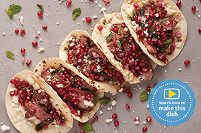 Grilled Australian Lamb Tacos with Pomegranate-Mint Salsa