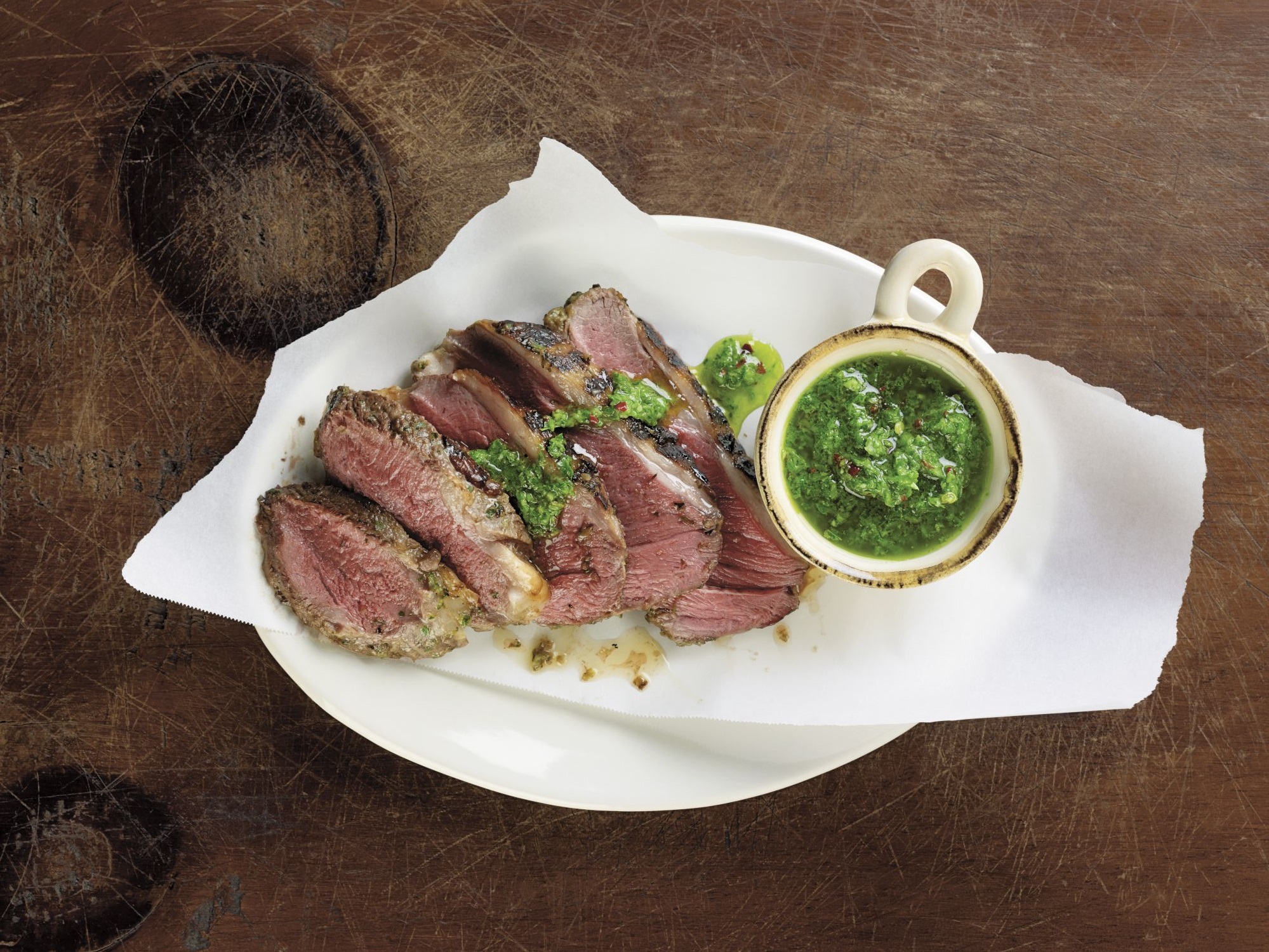 BRAZILIAN STYLE BUTTERFLIED LEG OF LAMB WITH CHIMICHURRI