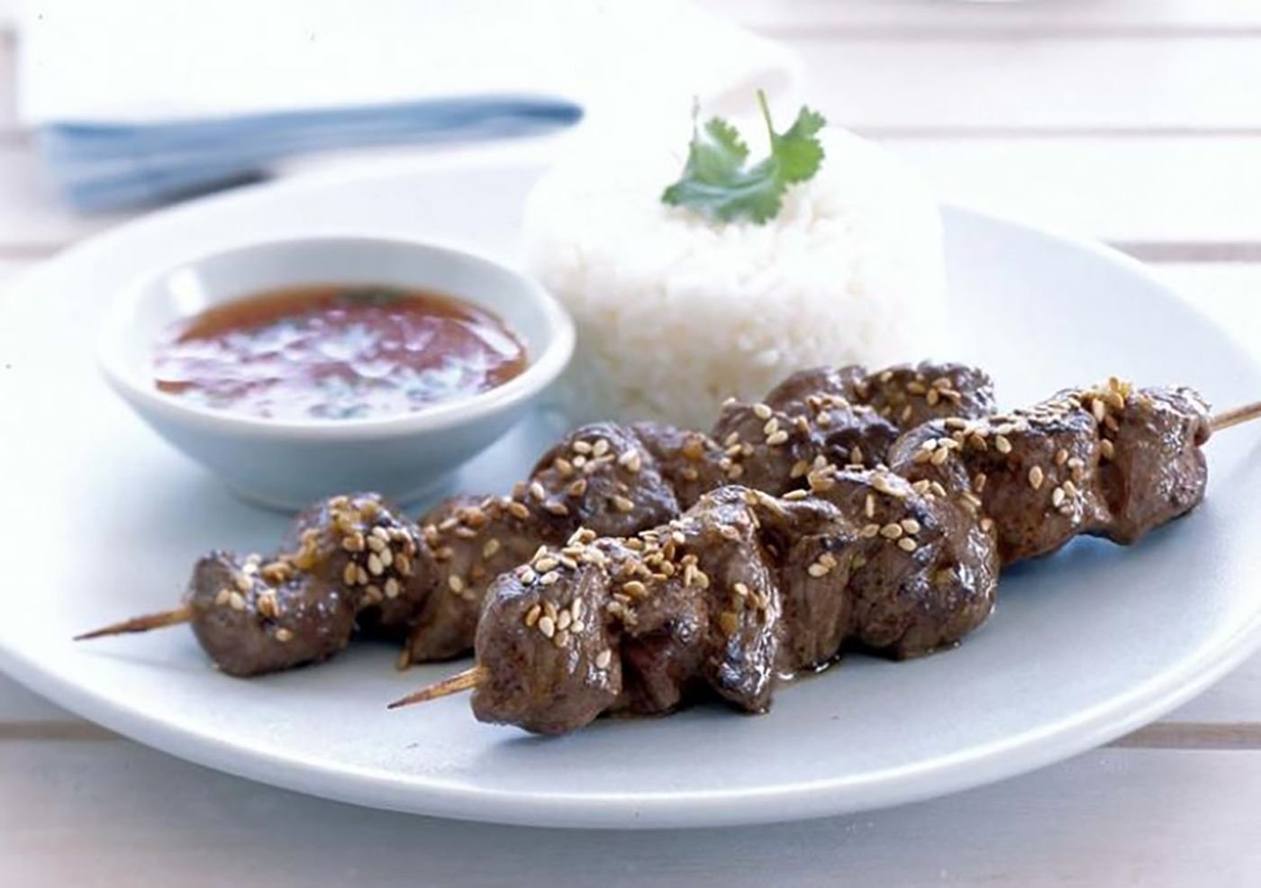 BARBECUED GINGER LAMB SATAYS WITH THAI DIPPING SAUCE