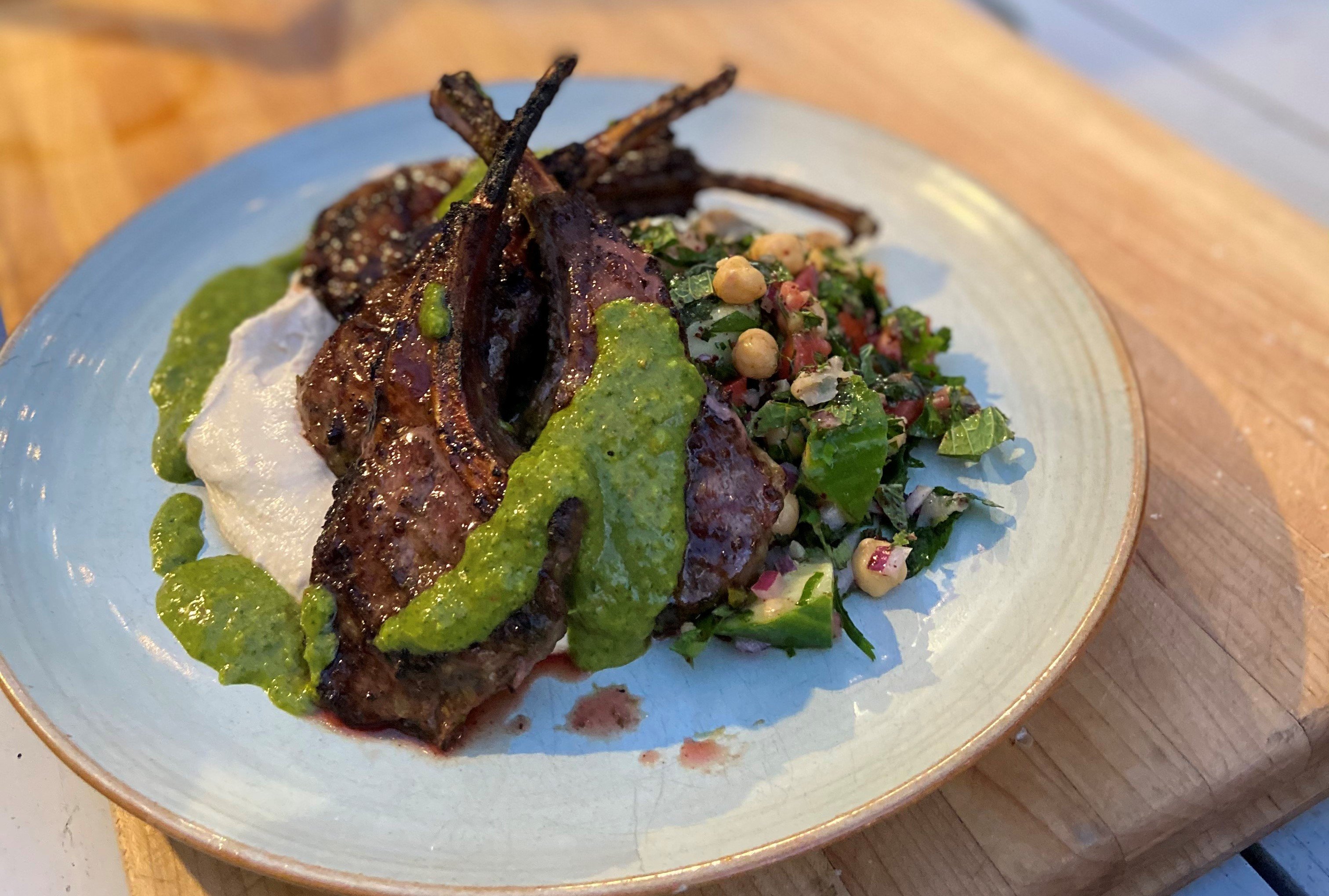 CHERMOULA MARINATED AUSSIE LAMB CHOPS WITH CHICKPEA TABOULI