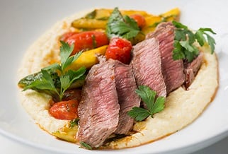 Aussie lamb loin with goat cheese polenta