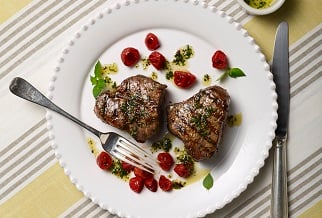 Grilled Aussie lamb t-bones with mint pistou