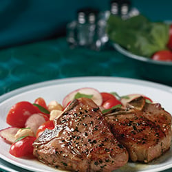 Grilled Lamb Loin Chops w/ Tomato and  Mozzarella Salad